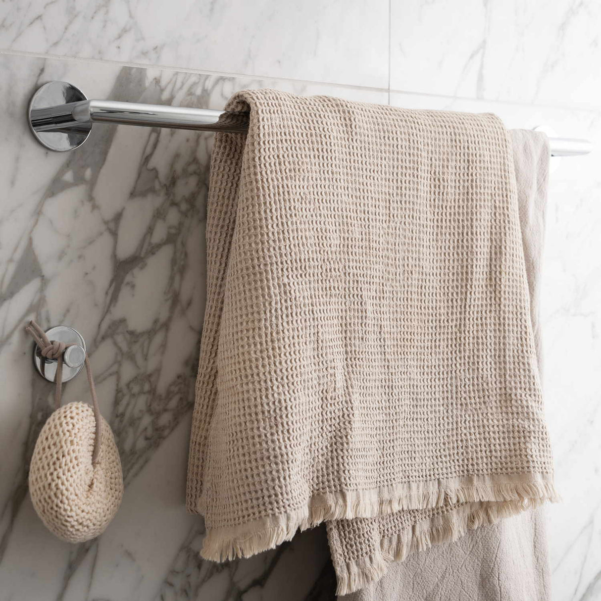 TK3464 Smedbo Dot Chrome Self Adhesive Single Towel Rail Lifestyle