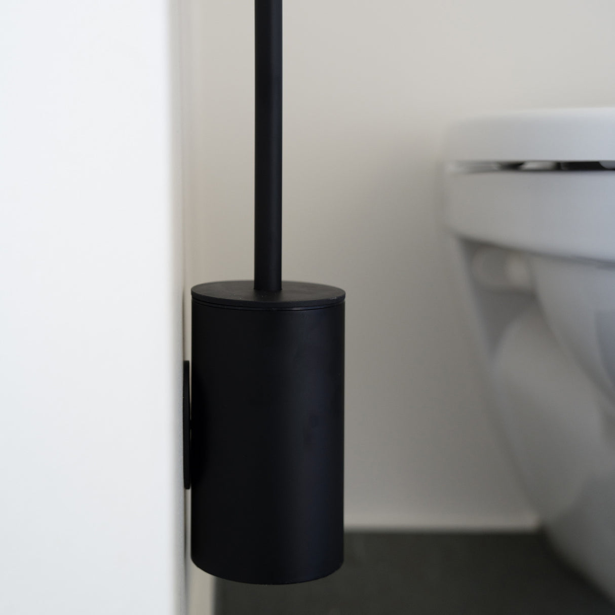 TB332 Smedbo Dot Matt Black Self Adhesive Toilet Brush and Holder Lifestyle