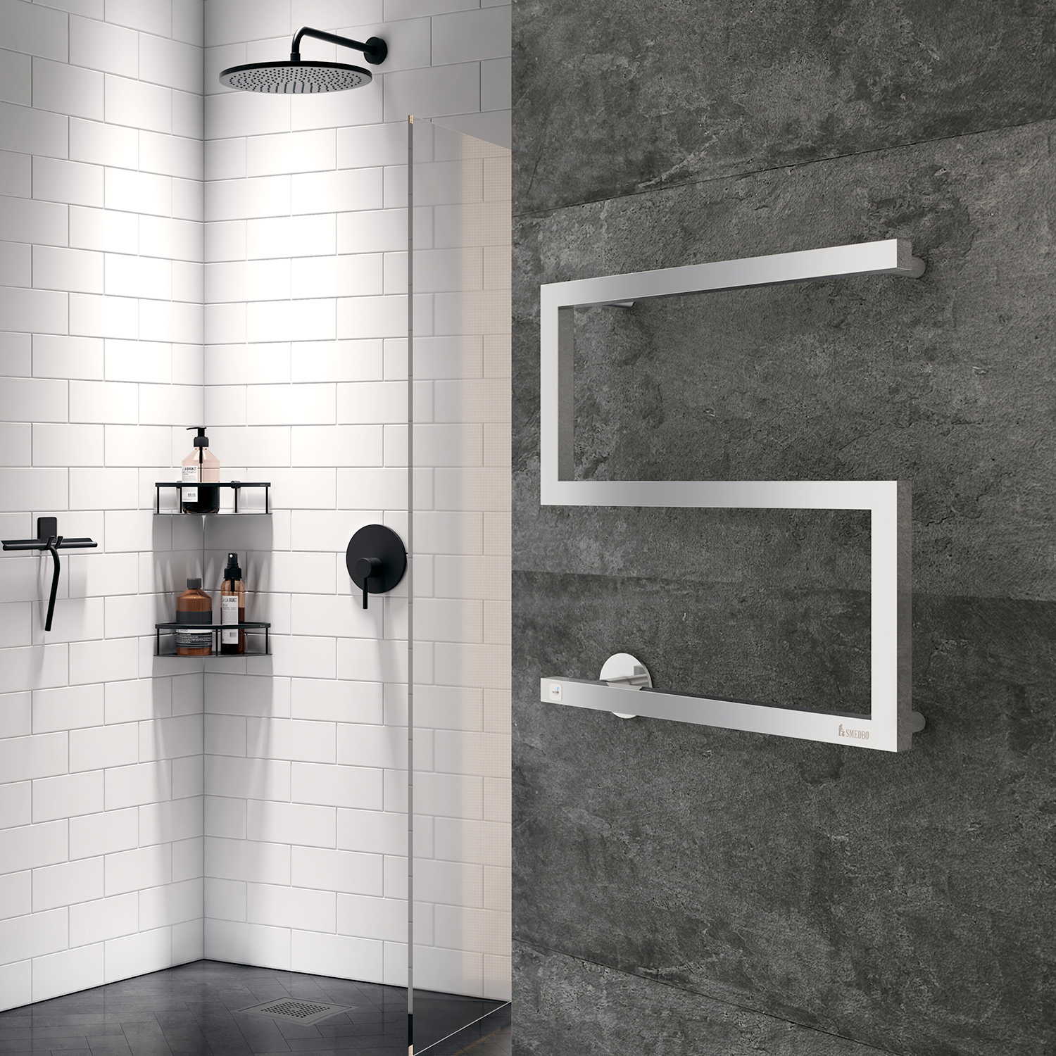 FK707 Smedbo Dry S Model 500 x 525mm Polished Electric Towel Warmer Lifestyle
