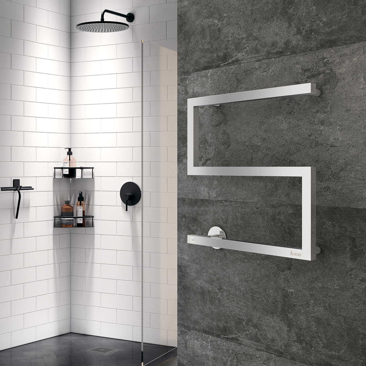 FK707 Smedbo Dry S Model 500 x 525mm Polished Electric Towel Warmer Lifestyle
