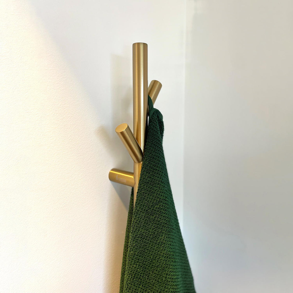 FV710S Smedbo Dry Tree Electric 1720mm Brushed Brass Towel Warmer Hook Close Up