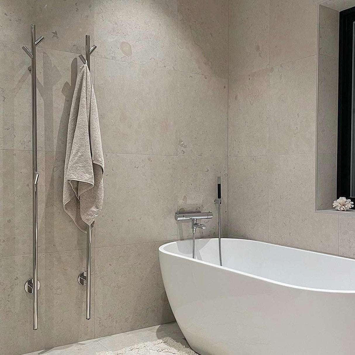 FK710 Smedbo Dry Tree Electric 1720mm Stainless Steel Towel Warmer Lifestyle