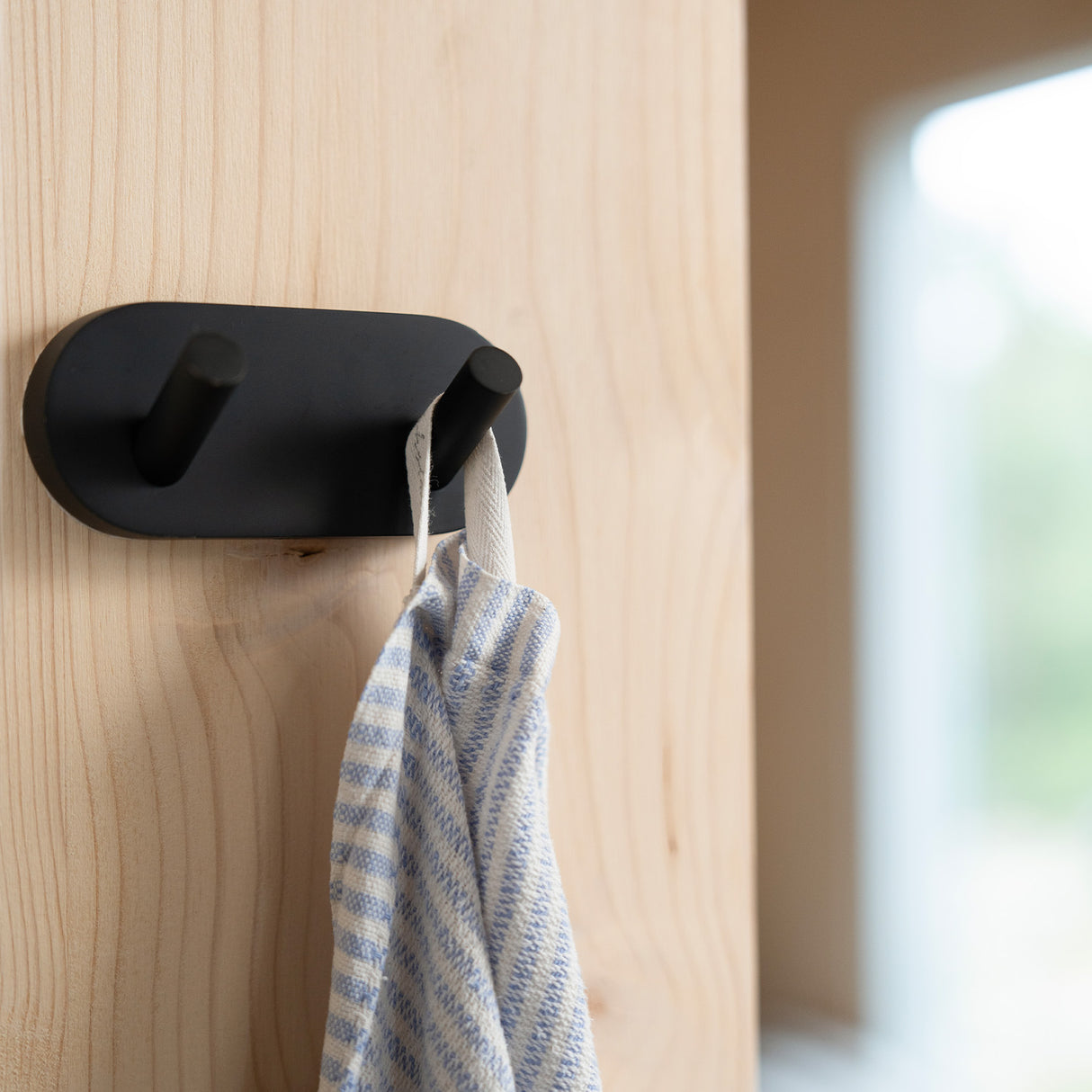 Smedbo Home Double Robe Hook in Black lifestyle