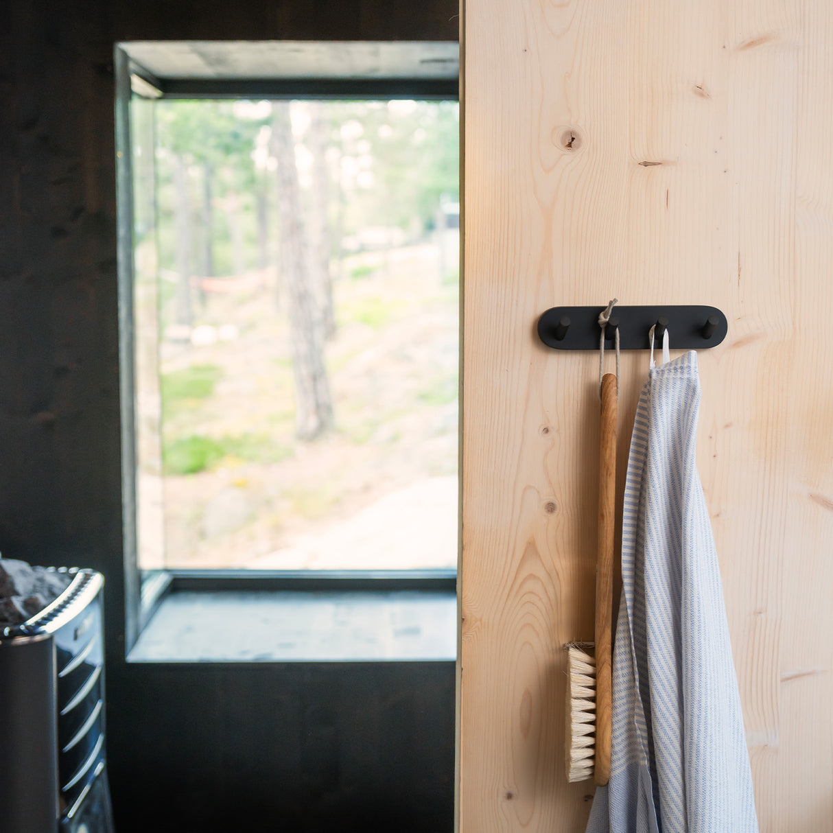 Smedbo Home Quadruple Robe Hook in Black lifestyle