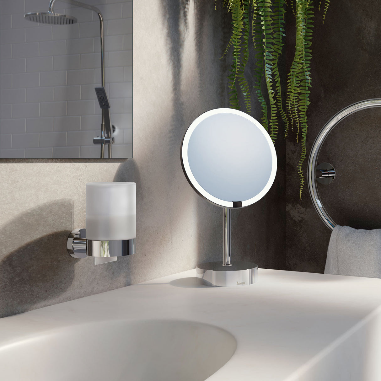 Smedbo Home Soap Dispenser in Polished Chrome lifestyle