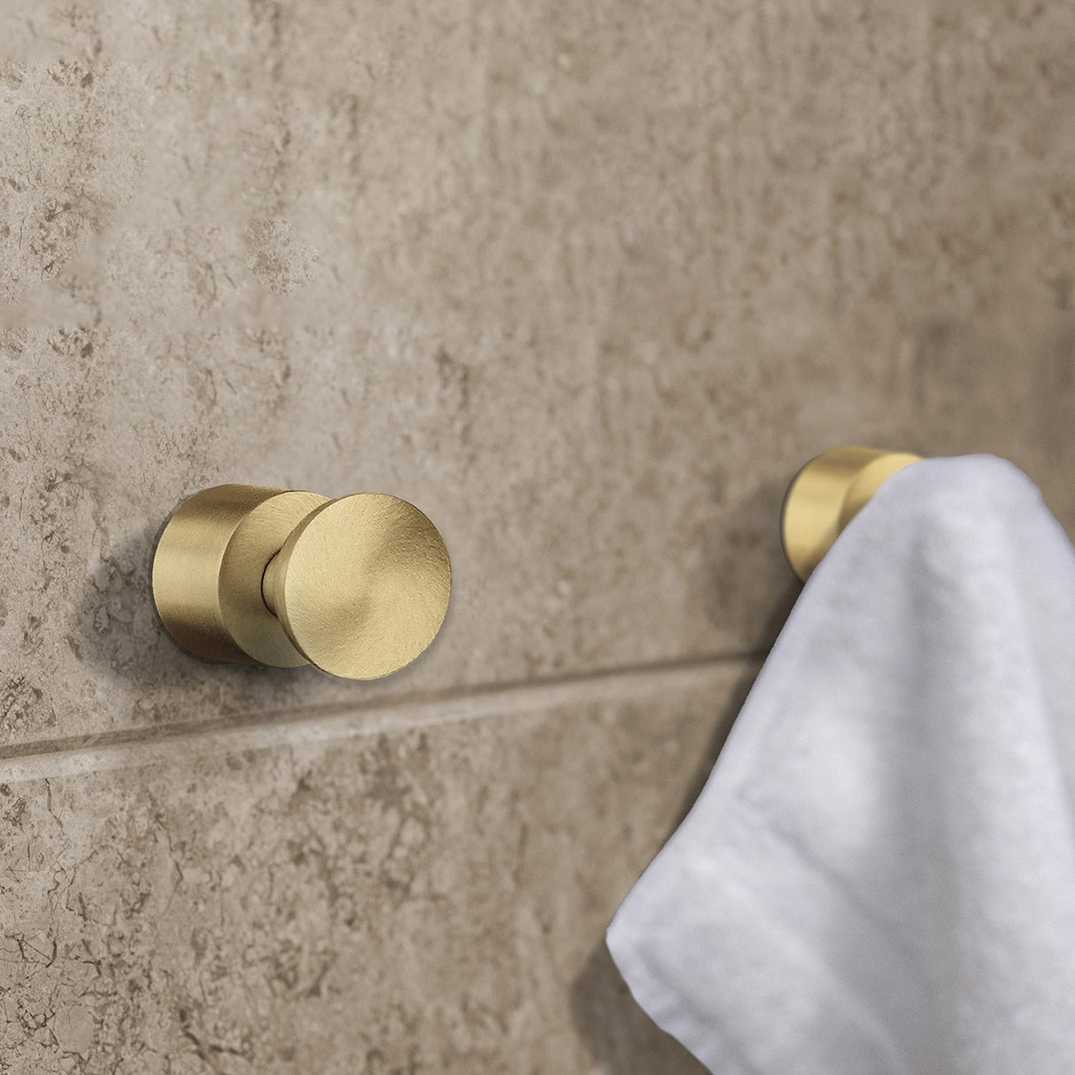 Smedbo Home Towel Hook Pair in Brushed Brass lifestyle 2
