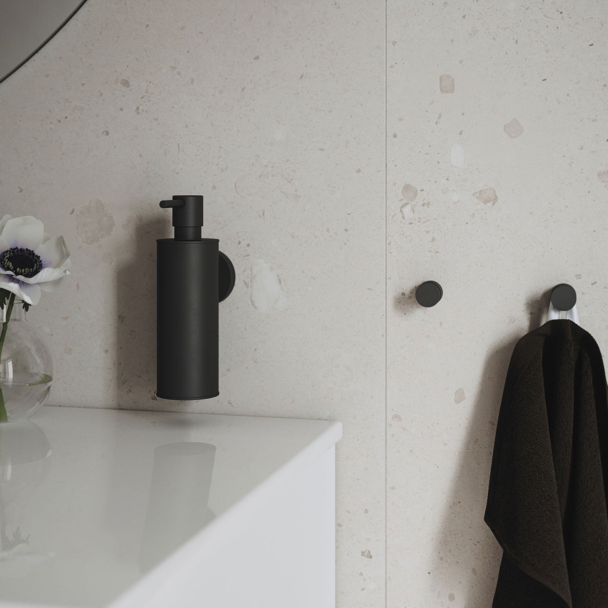 Smedbo Home Wall Mounted Soap Dispenser in Black lifestyle