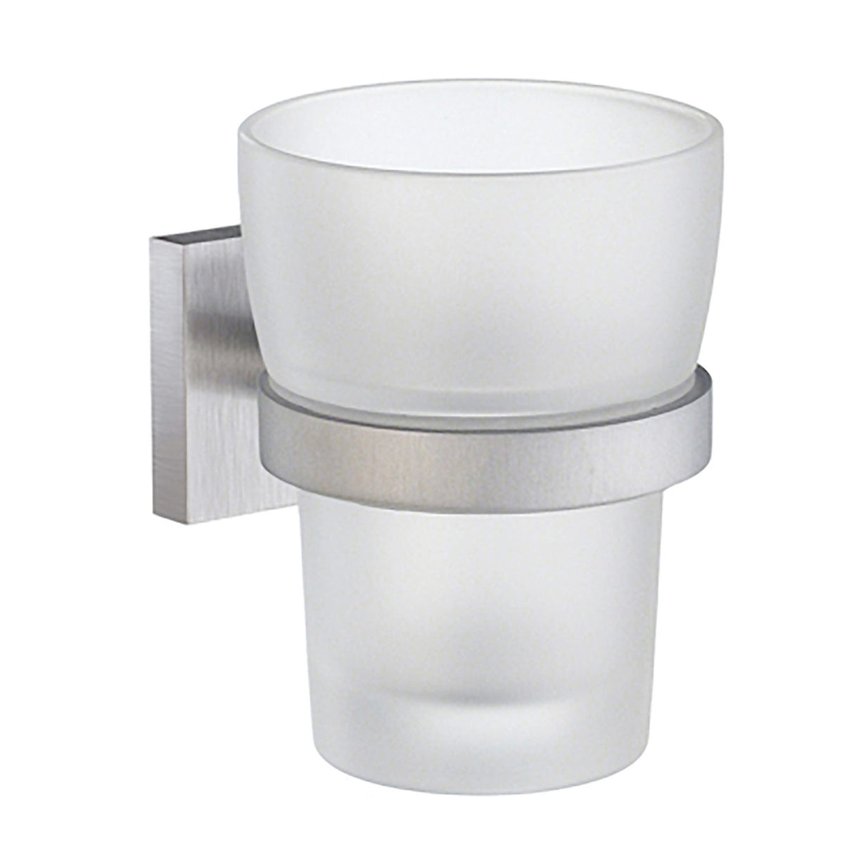 RS343 Smedbo House Glass Tumbler and Brushed Chrome Holder