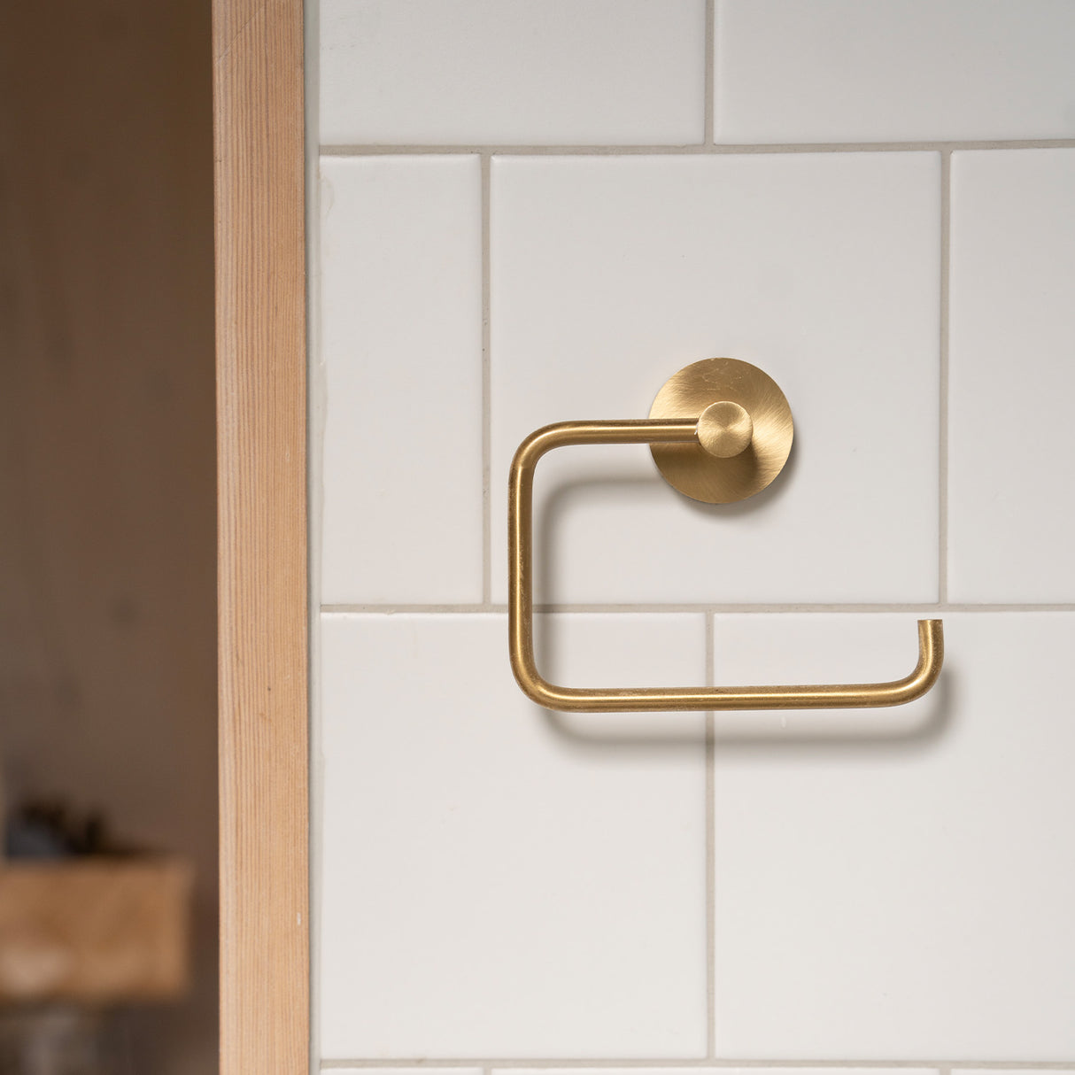 Smedbo House Toilet Roll Holder in Brushed Brass lifestyle