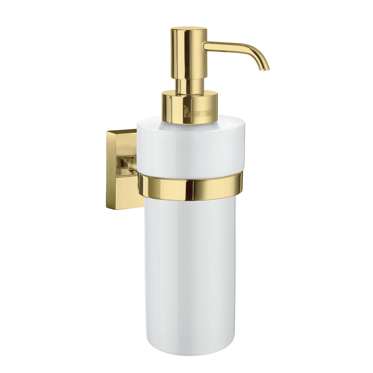 RV369P Smedbo House Wall Mounted Polished Brass Soap Dispenser