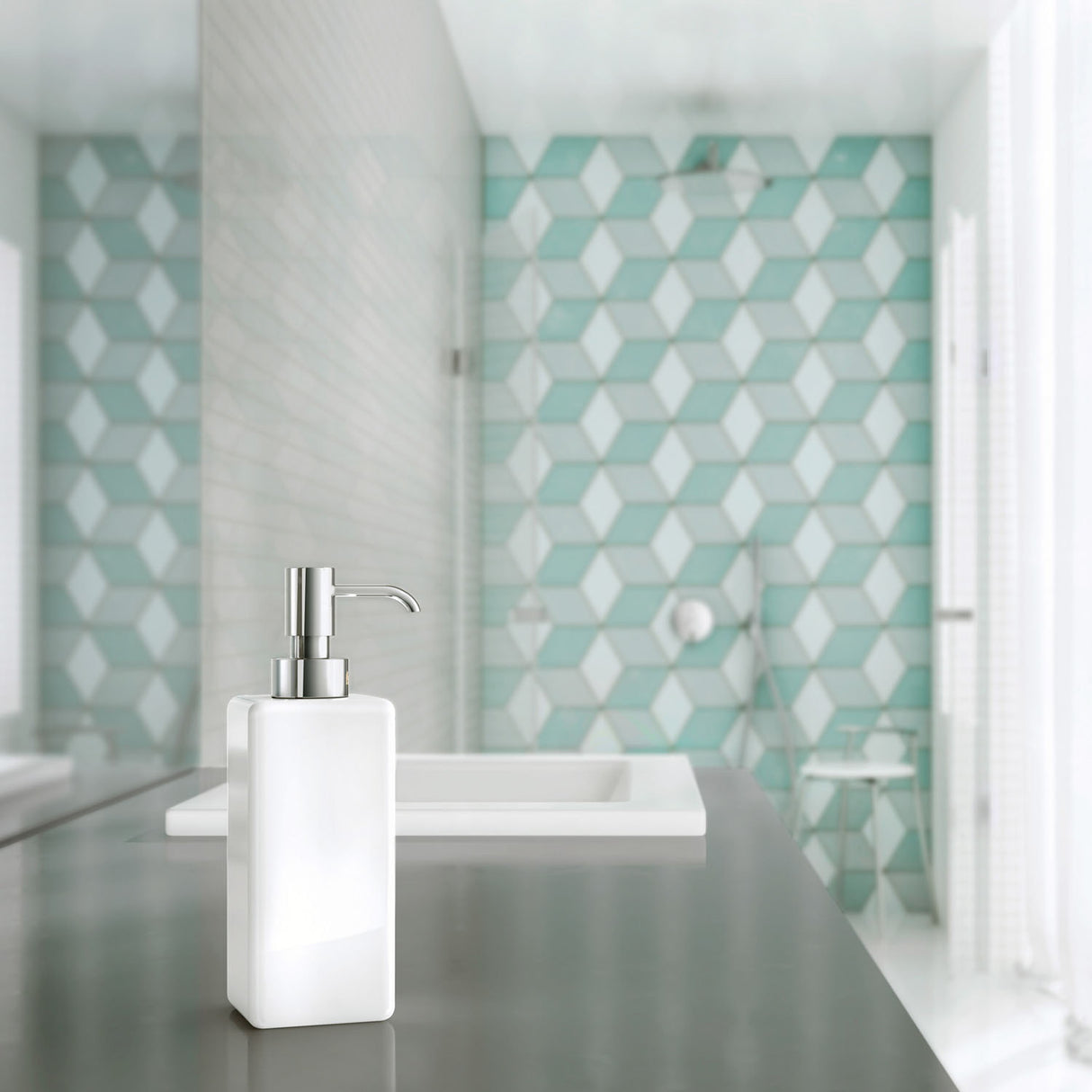 OK470P Smedbo Ice Chrome Freestanding Soap Dispenser Lifestyle