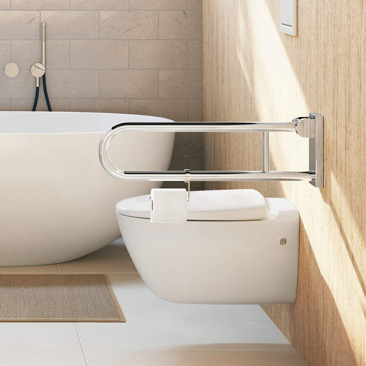 FK855 Smedbo Living Concept Toilet Roll Holder for Grab Bar Lifestyle