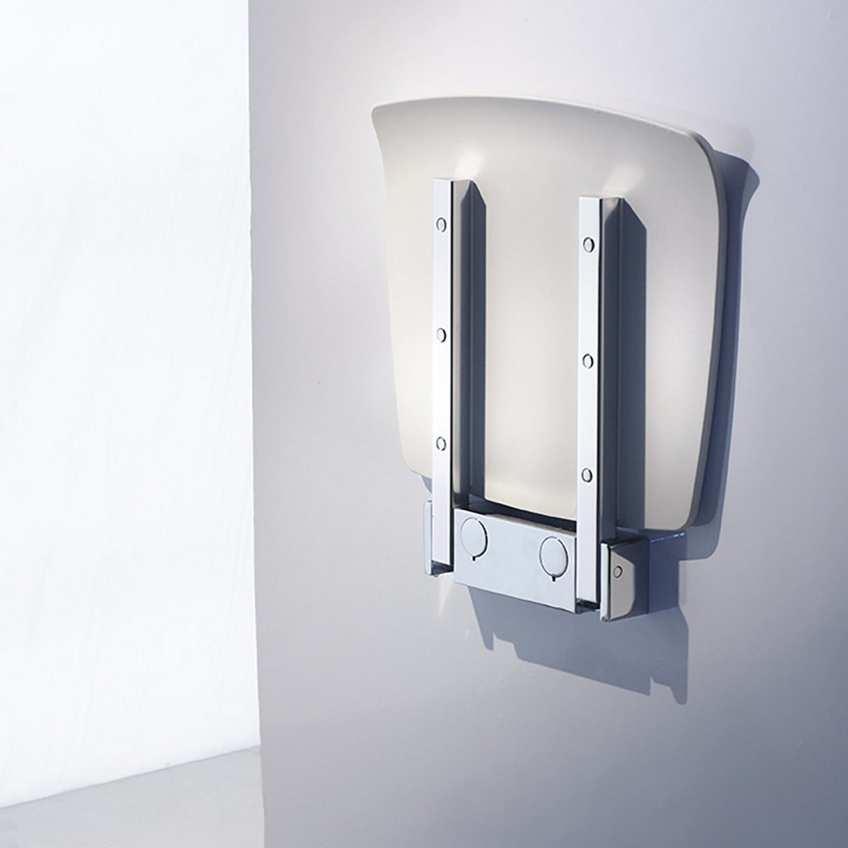 FK404 Smedbo Living Folding Wall Mounted White Shower Seat Folded Upright