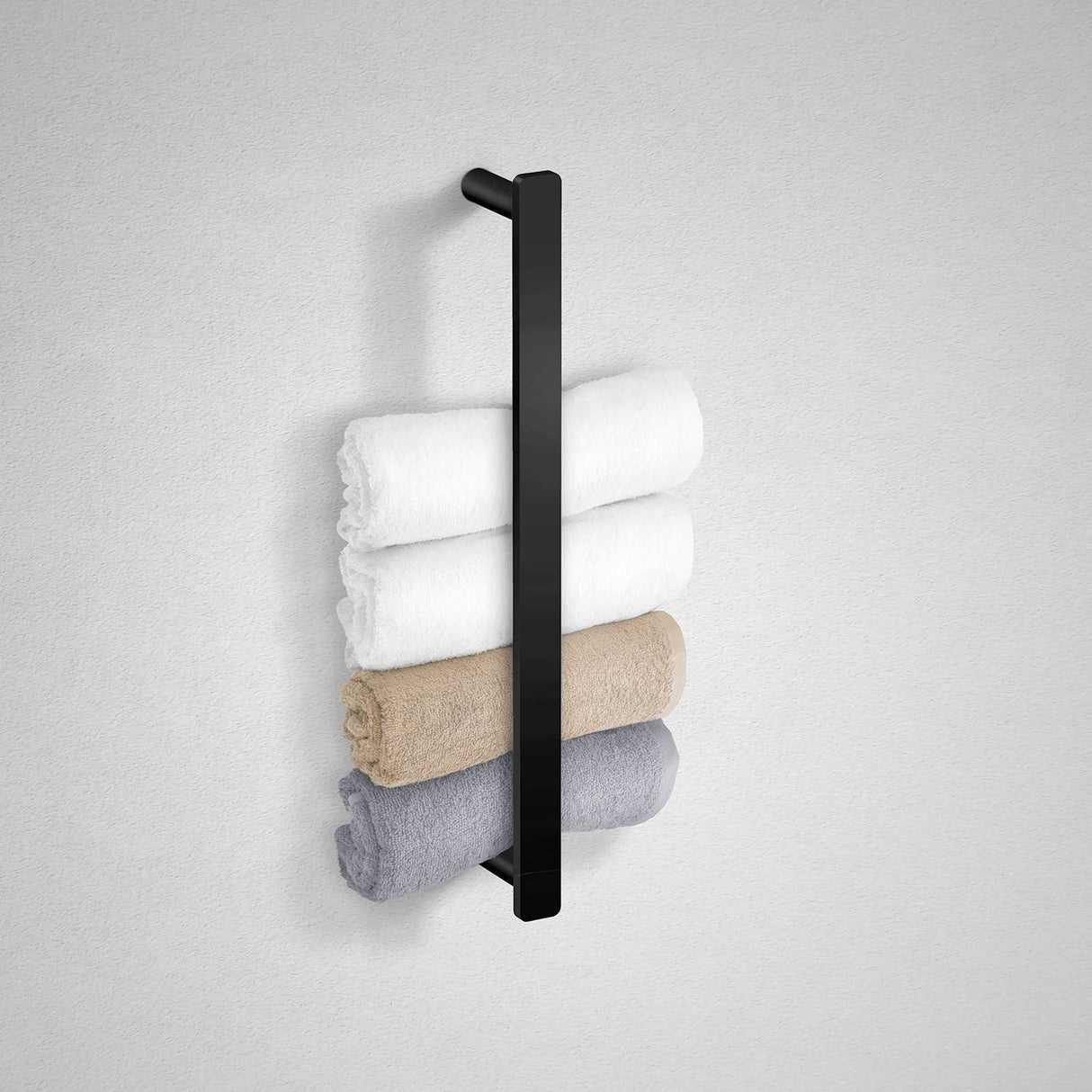 FB300 Smedbo Outline 400mm Matt Black Guest Towel Rail Vertical Orientation