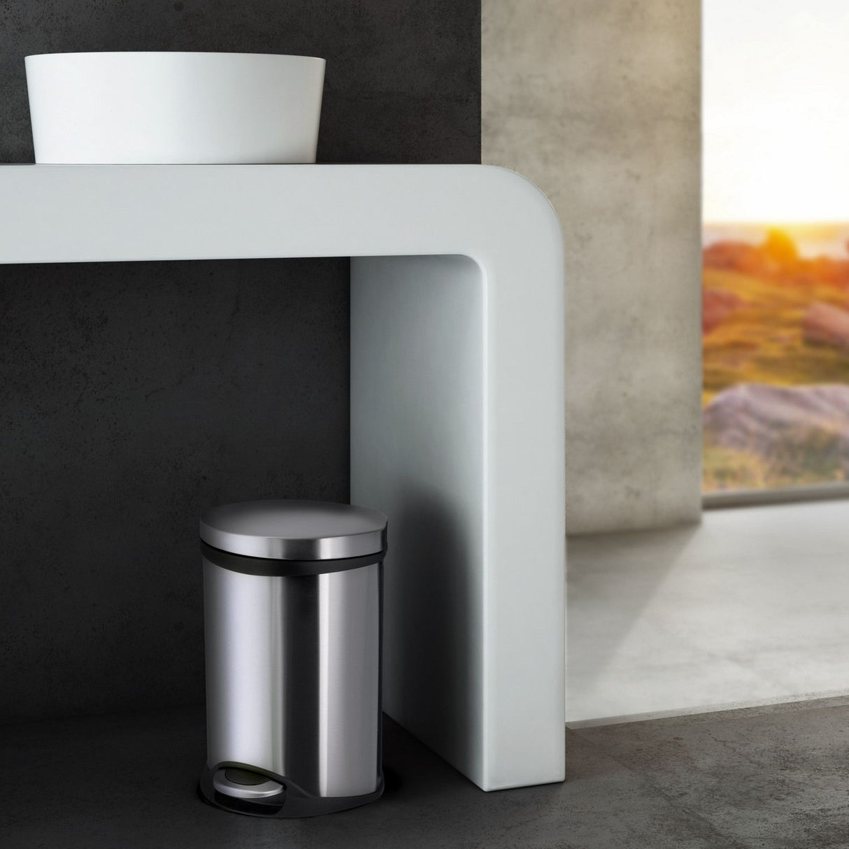 FK663 Smedbo Outline 6 Litre Brushed Soft Close Pedal Bin Lifestyle