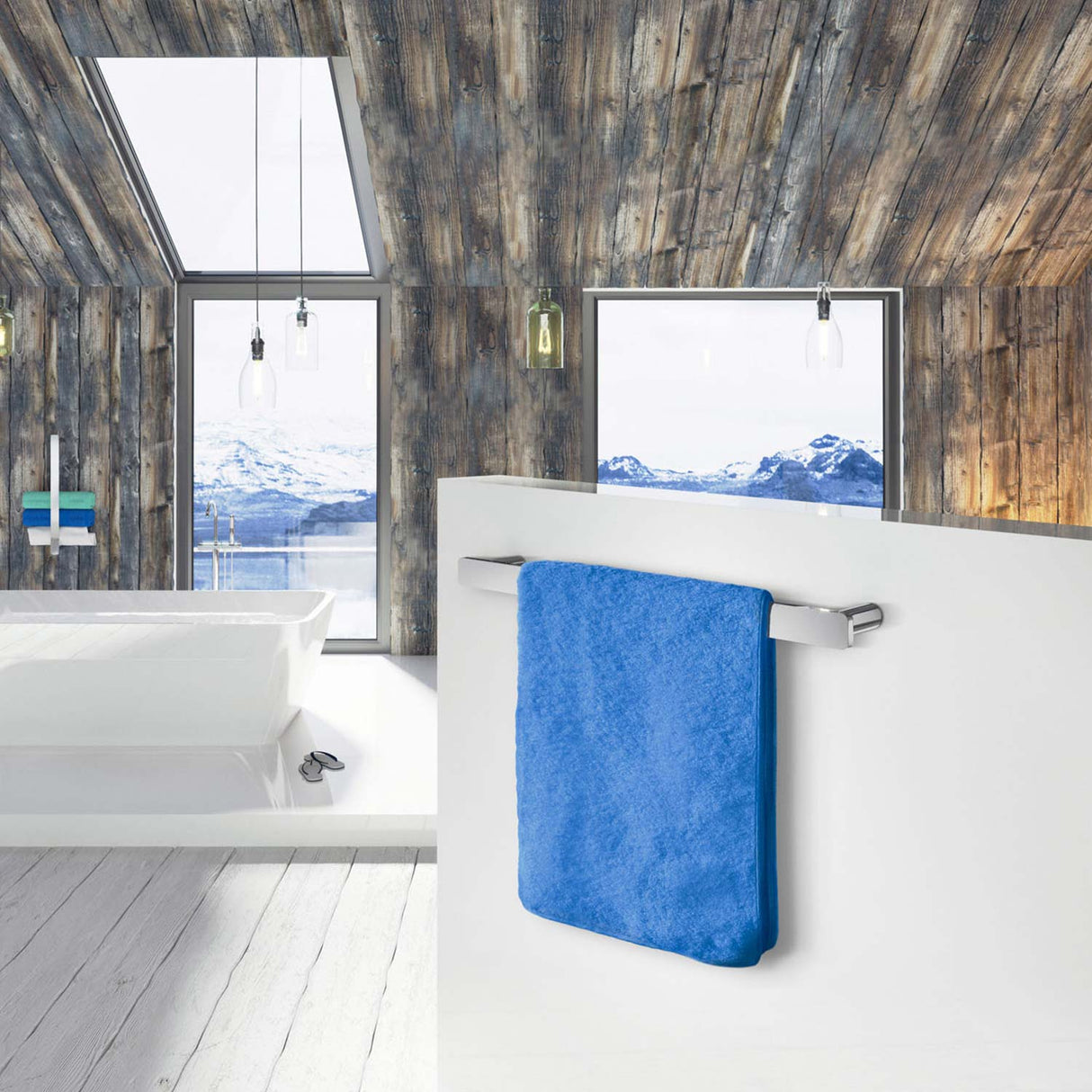 Smedbo Outline Guest Towel Rail in Polished Chrome lifestyle