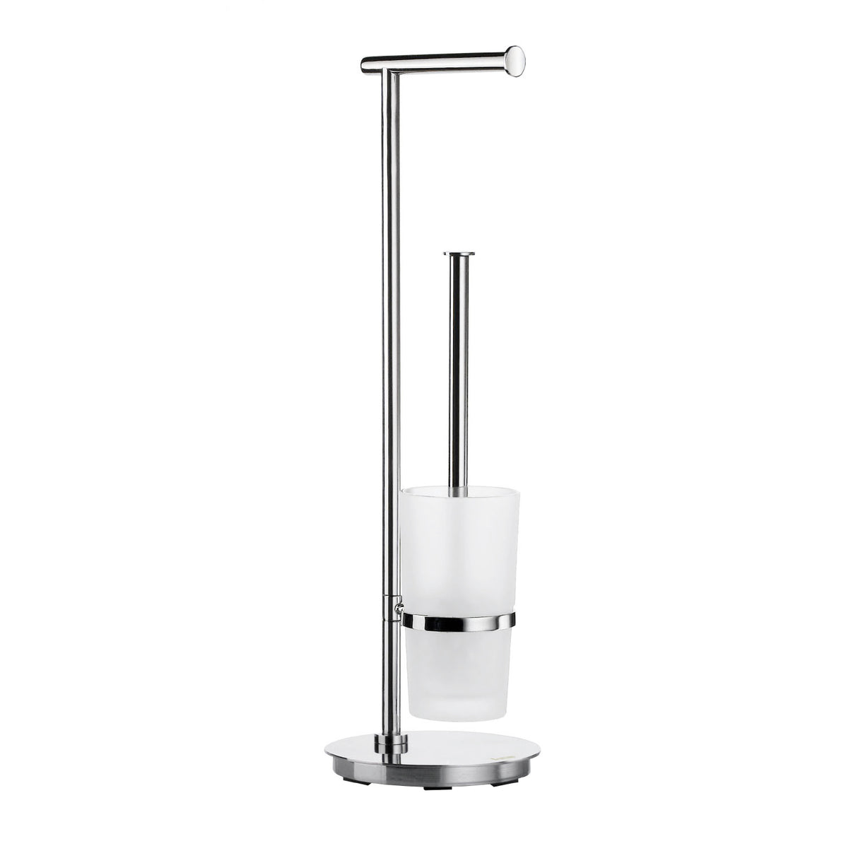 Smedbo Outline Lite Round Base Freestanding Toilet Roll Frosted Glass Holder and Toilet Brush