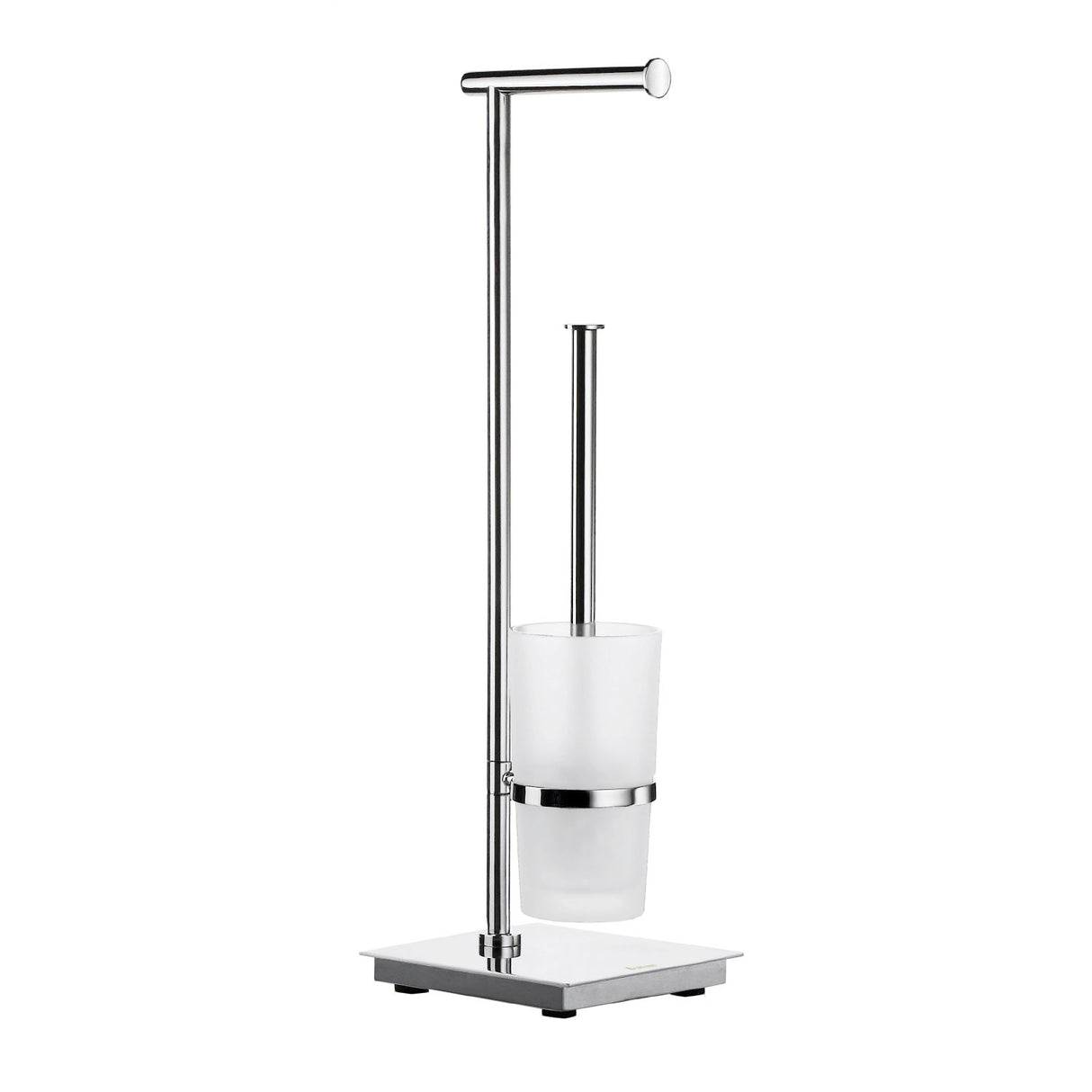 Smedbo Outline Lite Square Base Freestanding Toilet Roll Frosted Glass Holder and Toilet Brush