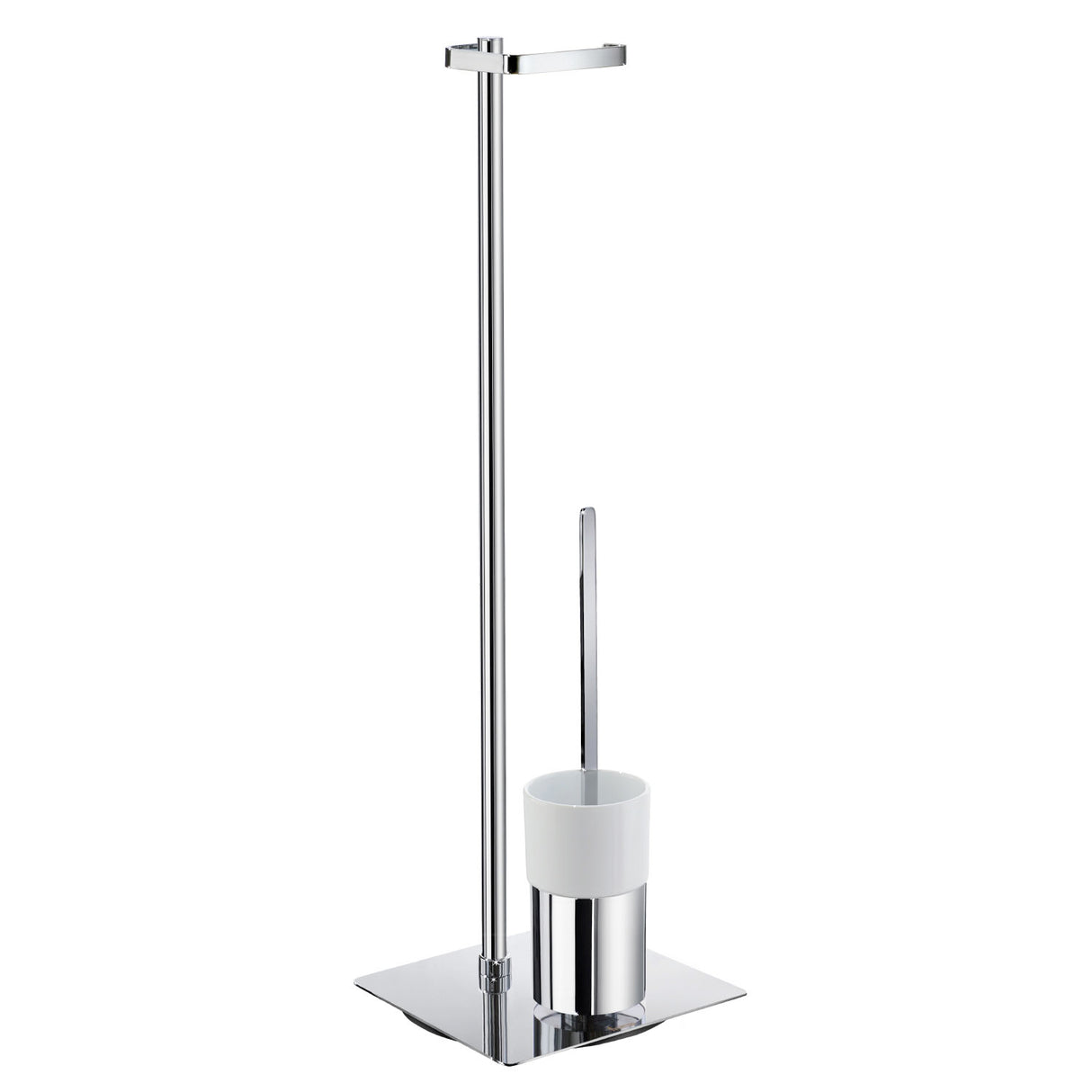 Smedbo Outline Square Base Toilet Roll Holder with Toilet Brush and Porcelain Container