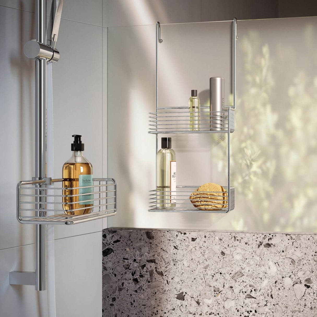 DK1141 Smedbo Sideline Chrome Double Hanging Shower Basket Shower Setting