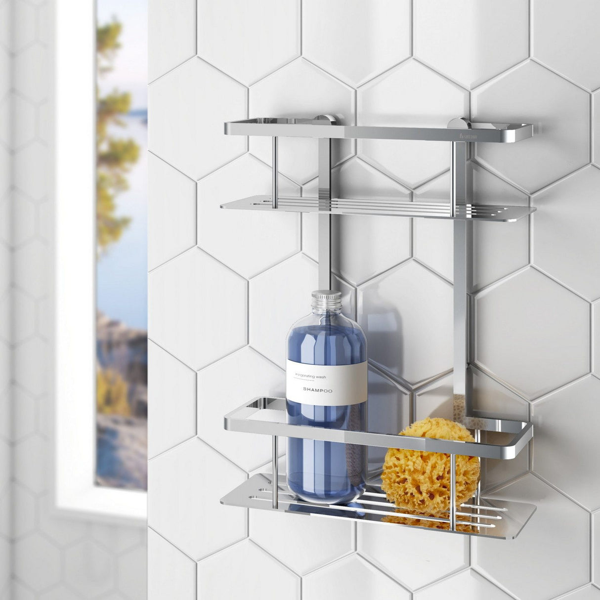 DK3012 Smedbo Sideline Chrome Wall Mounted Double Shower Basket Lifestyle