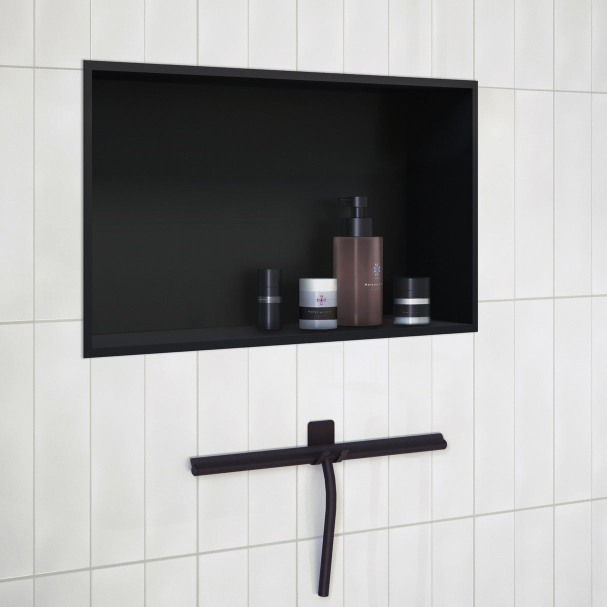 DB5023 Smedbo Sideline Matt Black 600 x 300mm Shower Niche Lifestyle