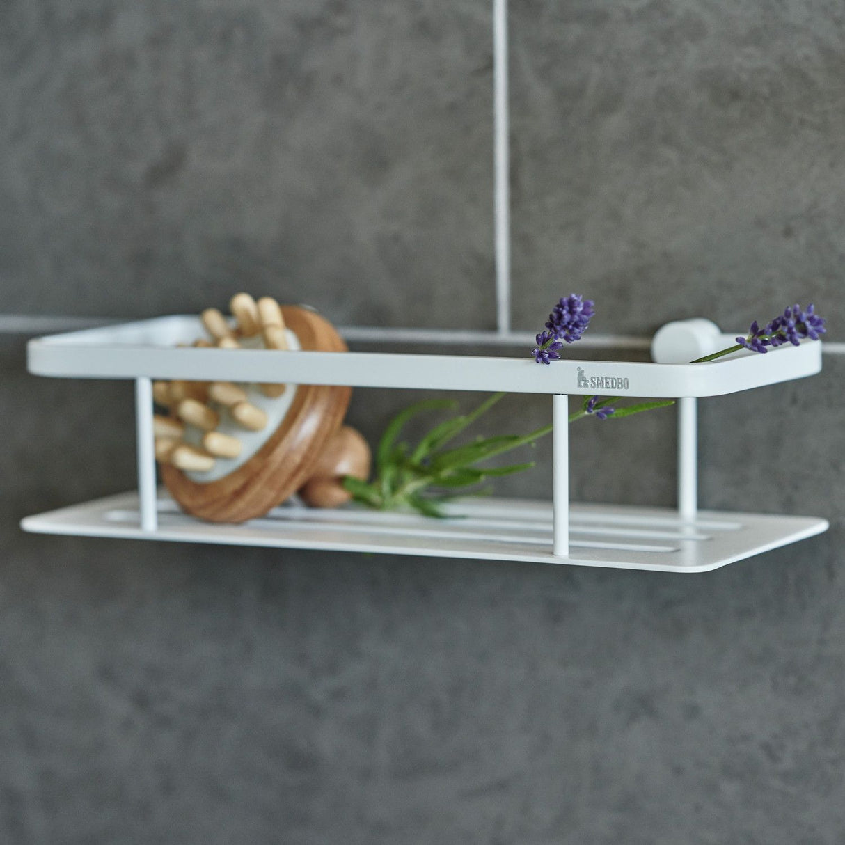 DX3001 Smedbo Sideline Matt White Shower Basket Lifestyle