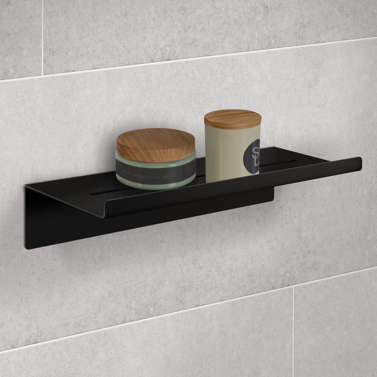 DB4100 Smedbo Sideline Self Adhesive Black Shower Shelf Lifestyle