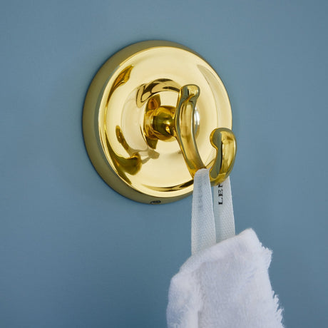 V255 Smedbo Villa Polished Brass Towel Hook Lifestyle