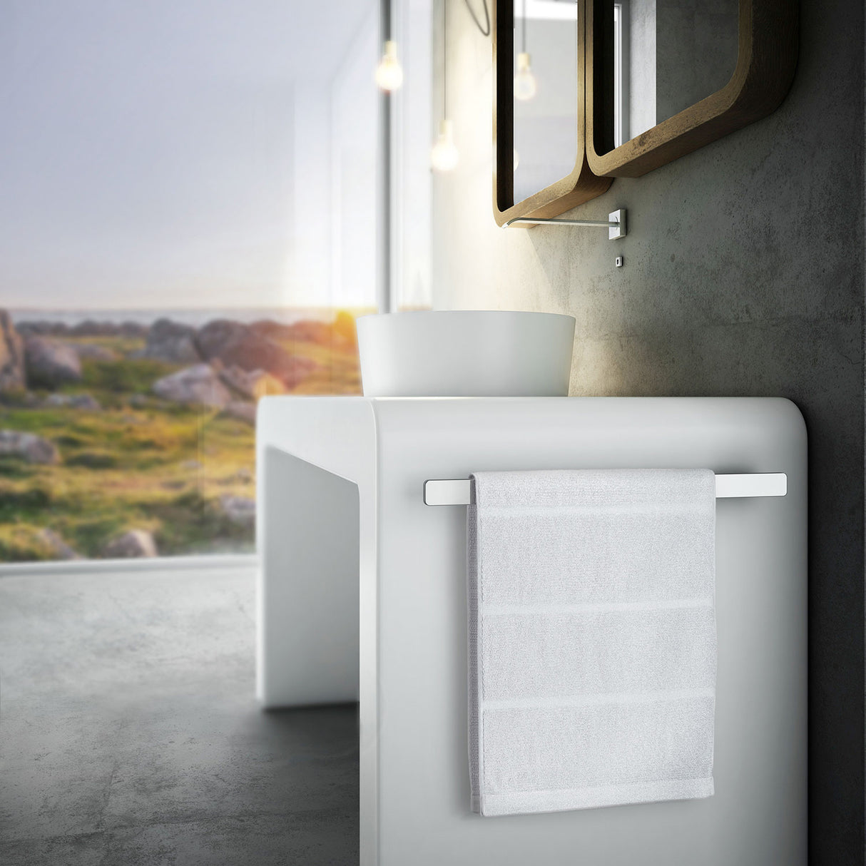 Smedbo Outline Cabinet Towel Bar in Chrome