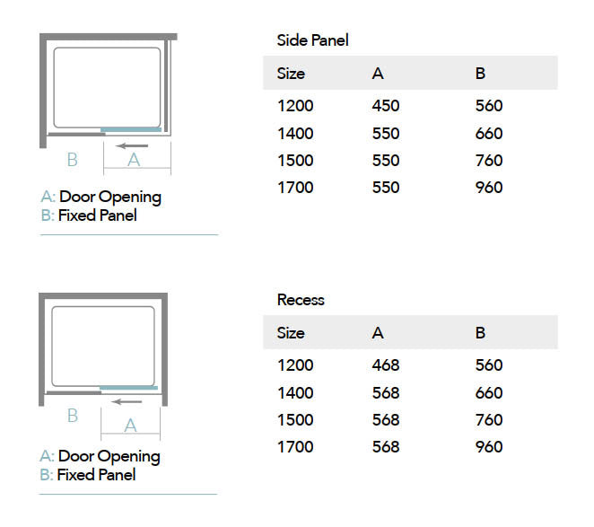 Merlyn Ionic Essence Frameless Black Sliding Shower Door Dimensions