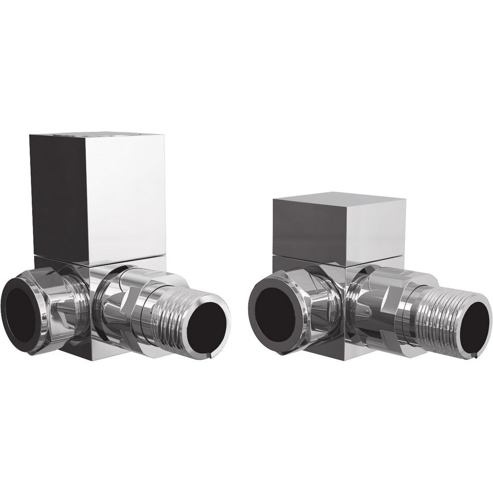 Ajax Squared Corner Radiator Valves in Chrome