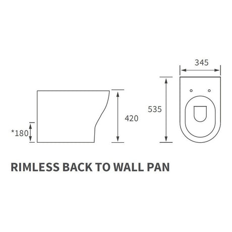 Ajax Maltby Rimless Back to Wall WC with Soft Close Seat dimensions