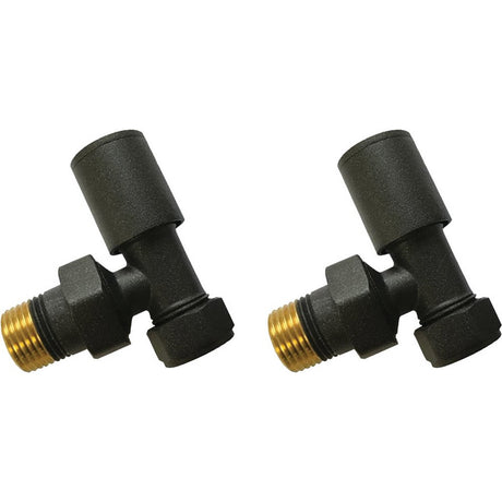 Ajax Patterned Angled Radiator Valves in Anthracite