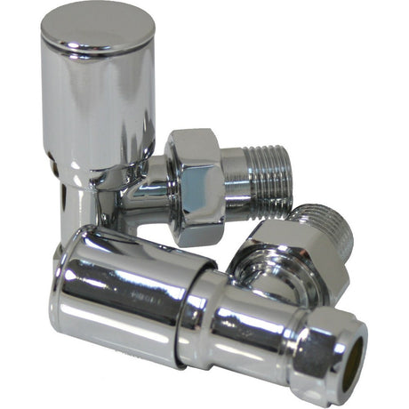 Ajax Patterned Angled Radiator Valves in Chrome