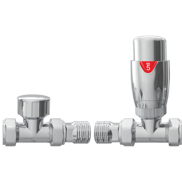 Ajax Round Straight Thermostatic Radiator Valves in Chrome