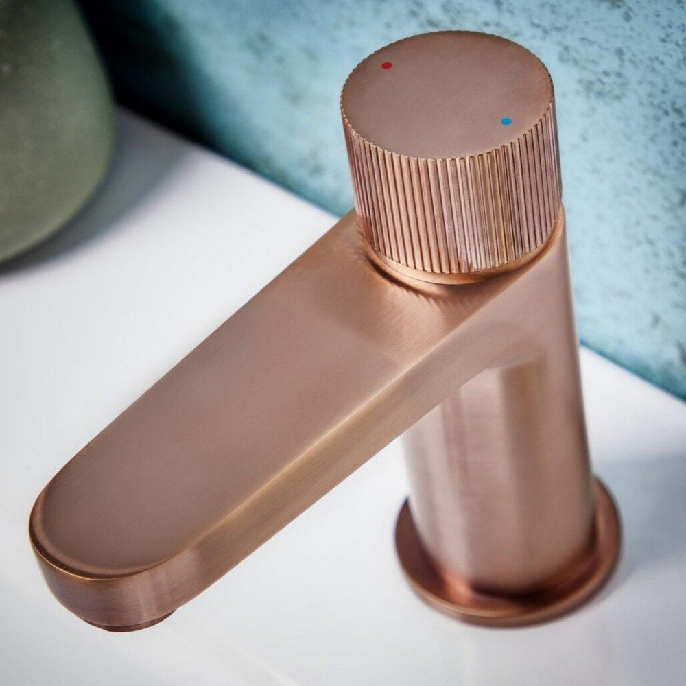 Scudo Koko Mini Mono Basin Mixer in Brushed Bronze handle