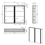Eastbrook Caldini 800 x 700mm LED Two Door Mirrored Cabinet