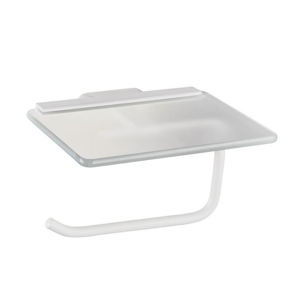 Eastbrook Asti Toilet Roll Holder with Glass Shelf Matt White