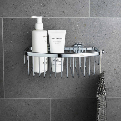 Miller Classic Gluable D Shaped Shower Basket in Chrome