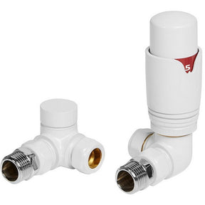 Ajax Round Corner Thermostatic Radiator Valves in White