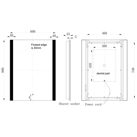 Ajax Candlesbury 600mm x 800mm Rectangular LED Mirror
