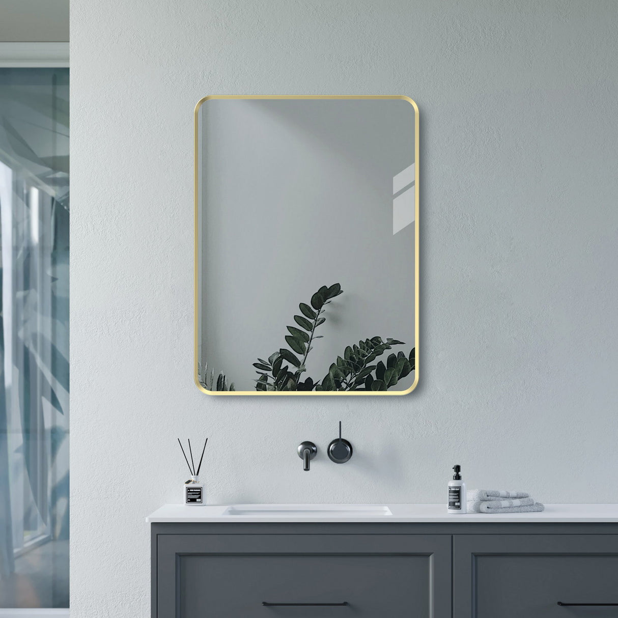 Ajax Gedney 600 x 800mm Rectangular Mirror in Brushed Brass