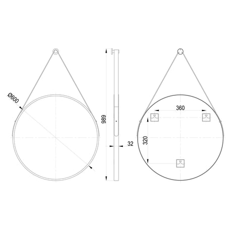 Ajax Navensby 500mm Round Mirror in Matt Black