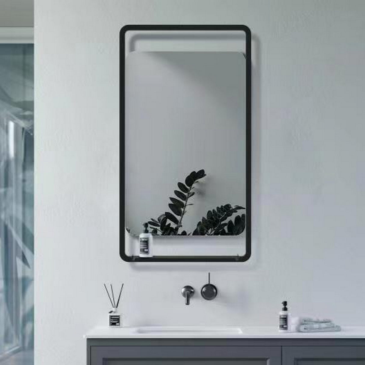 Ajax Lamour 500 x 900mm Rectangular Mirror in Matt Black