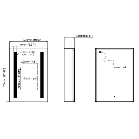 Ajax Tintern 500mm One Door LED Mirrored Bathroom Cabinet