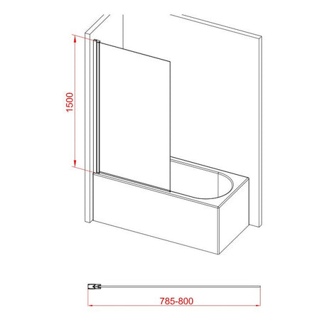 Ajax Brushed Brass Single Straight 6mm Bath Screen