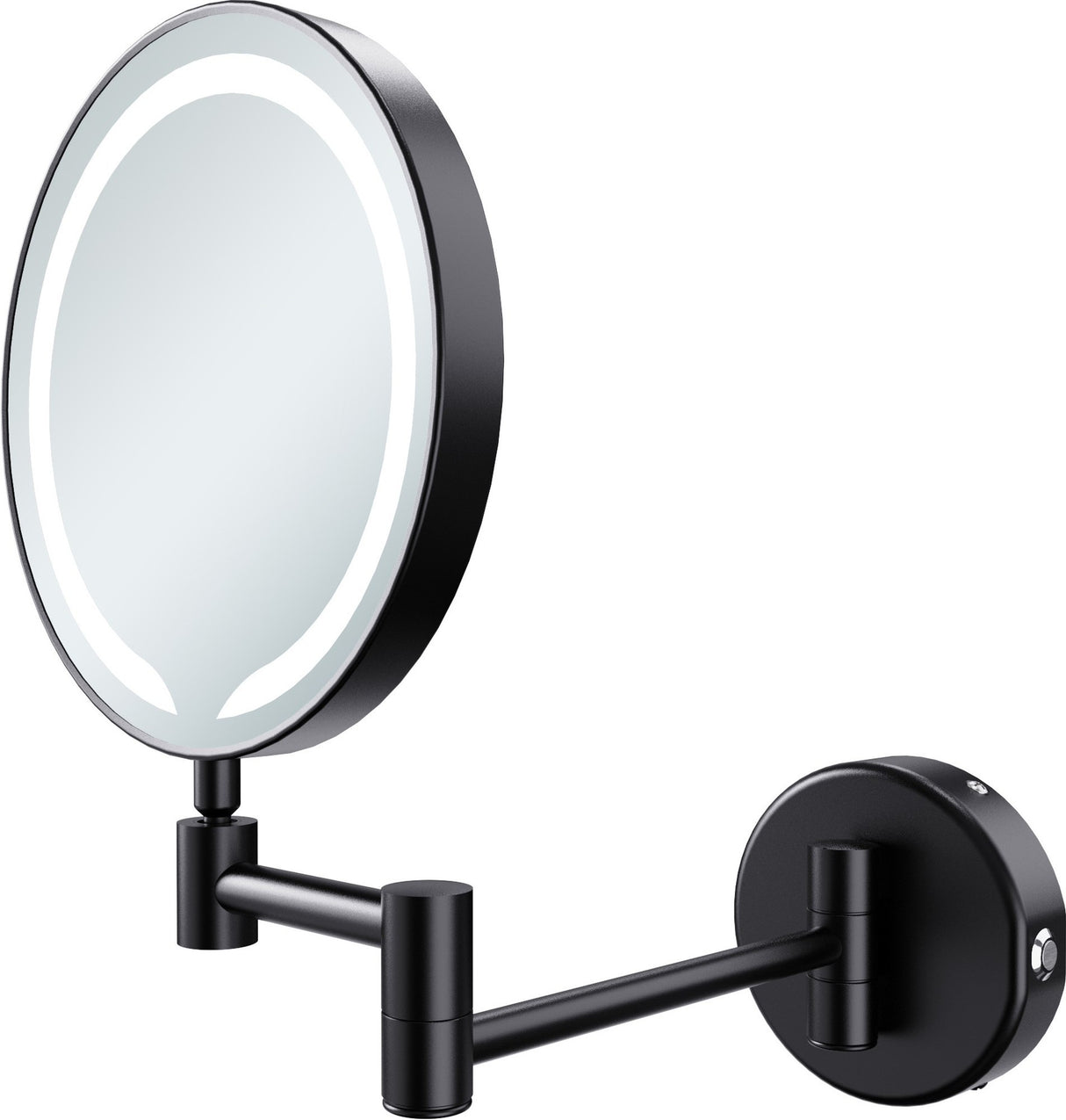 Ajax Bywood Round LED Cosmetic Mirror in Matt Black