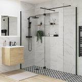 Ajax Reni 8mm Wetroom Panel Clear Glass Black Profile Side Panel