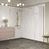 Ajax Reni 8mm Wetroom Panel Clear Glass Brushed Brass Profile Side Panel
